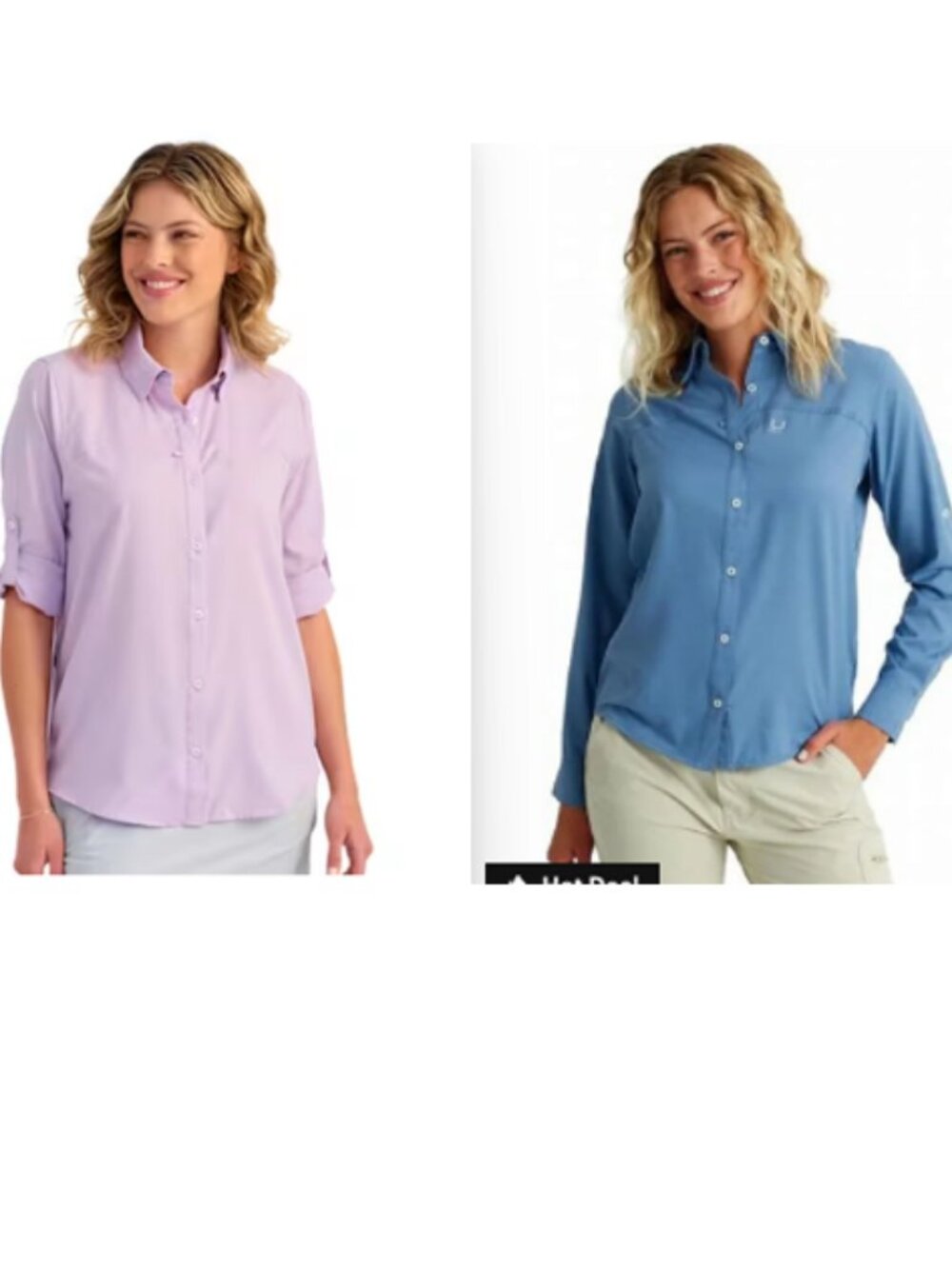 Huk Size M Lot of 2 Tide Point Long Sleeve Fishing Shirts Blue Lavender VGUC UPF